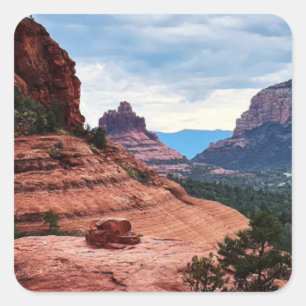 Pegatina Cuadrada Vista natural de las rocas rojas en Sedona Arizona