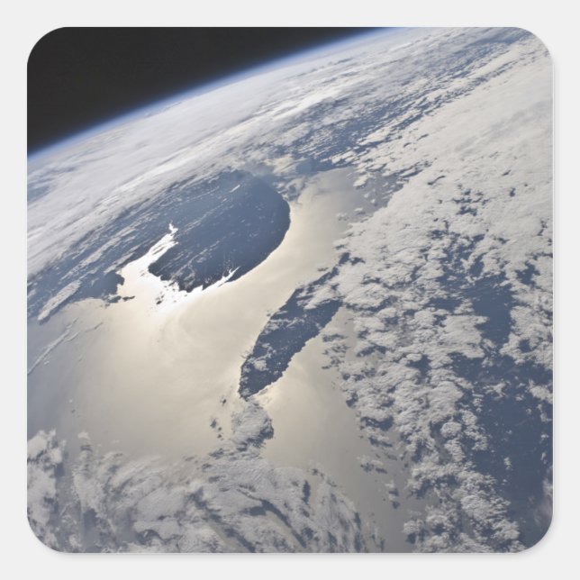 Pegatina Cuadrada Vista oblicua de la península de Gaspe (Anverso)