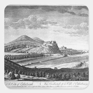 Pegatina Cuadrada Vista oeste de la ciudad de Edimburgo, 1753