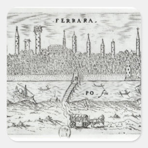 Pegatina Cuadrada Vista panorámica de Ferrara