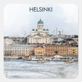 Pegatina Cuadrada Vista panorámica de la ciudad de Finlandia en Hels