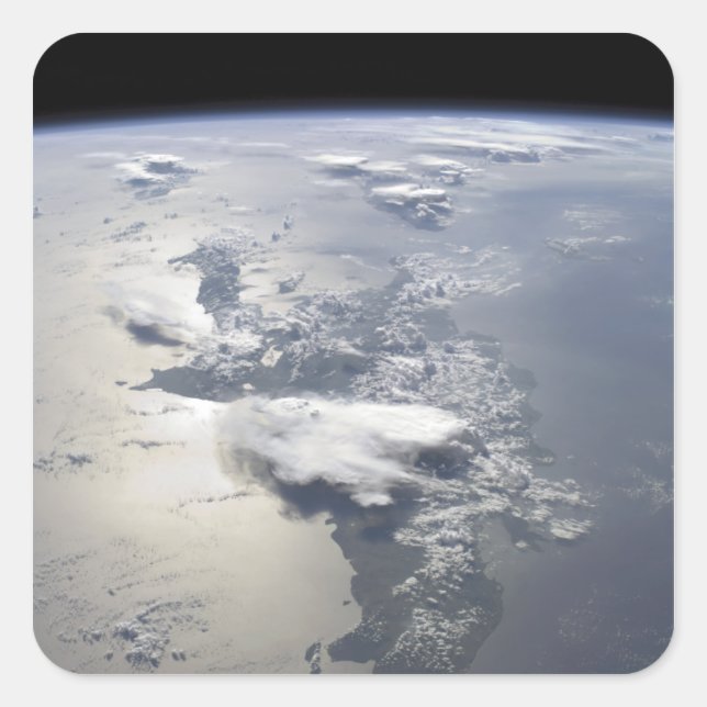 Pegatina Cuadrada Vista panorámica de la isla de La Española (Anverso)