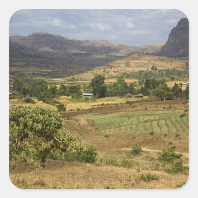 Pegatina Cuadrada Vista panorámica de una gran montaña rocosa (Anverso)