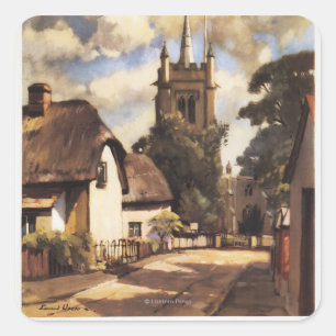 Pegatina Cuadrada Vista panorámica del país Poster de Ferrocarriles