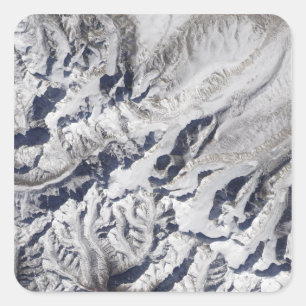 Pegatina Cuadrada Vista por satélite de un glaciar Himalayan