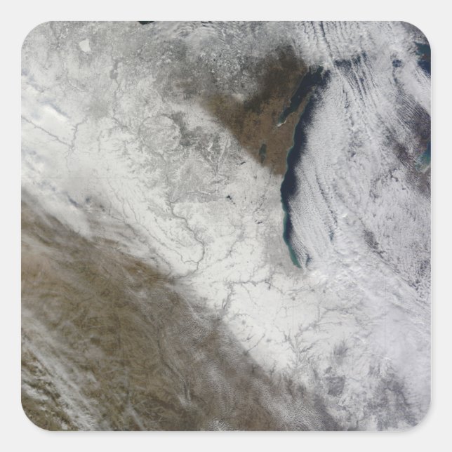 Pegatina Cuadrada Vista satelital de la nieve y el frío (Anverso)