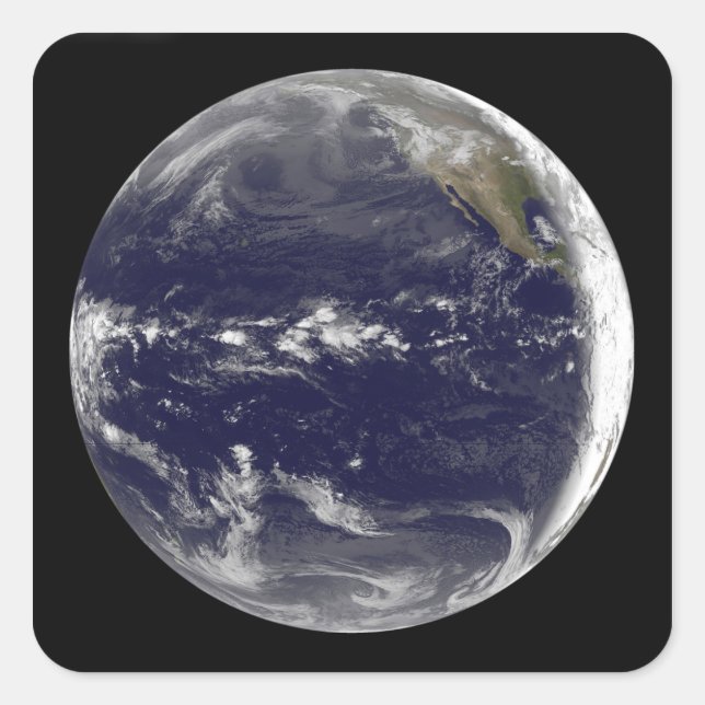 Pegatina Cuadrada Vista satelital de la Tierra (Anverso)