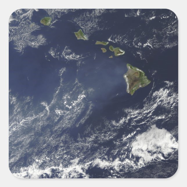 Pegatina Cuadrada Vista satelital de niebla volcánica (Anverso)