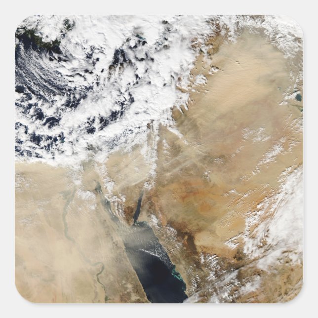 Pegatina Cuadrada Vista satelital del Mediterráneo oriental (Anverso)