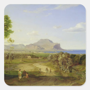 Pegatina Cuadrada Vista sobre Palermo, 1828