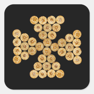 Pegatina Cuadrada Vista superior de los cartuchos de caza