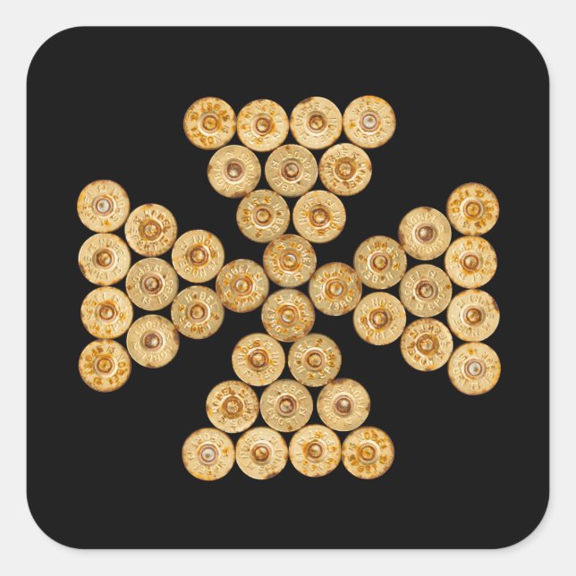 Pegatina Cuadrada Vista superior de los cartuchos de caza (Anverso)