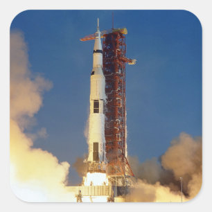 Pegatina Cuadrada Vista terrestre de la nave espacial de la misión l