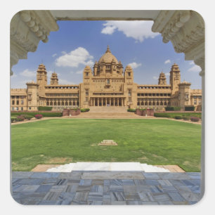 Pegatina Cuadrada Vista trasera del hotel Umaid Bhawan Palace, Jodjp