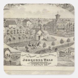 Pegatina Cuadrada Vistas a la residencia Josephus Wolf