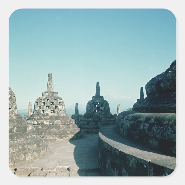 Pegatina Cuadrada Vistas a la terraza circular superior (Anverso)