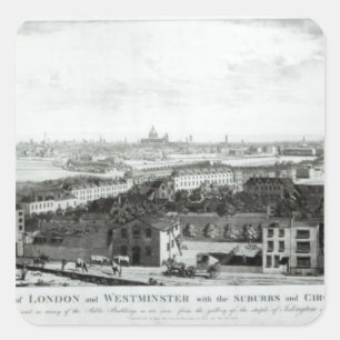 Pegatina Cuadrada Vistas a las ciudades de Londres y Westminster