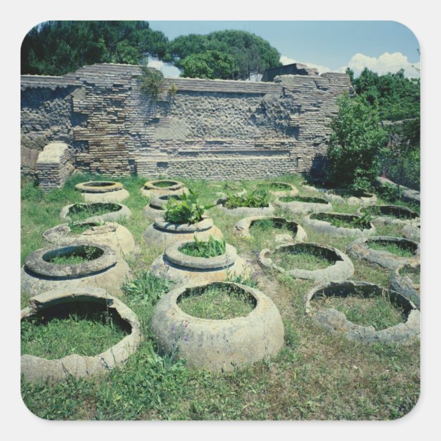 Pegatina Cuadrada Vistas a las tiendas (Anverso)