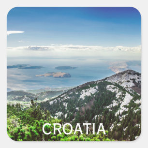 Pegatina Cuadrada Vistas al mar desde las montañas de Croacia