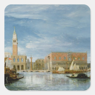 Pegatina Cuadrada Vistas al Molo y al Palacio Ducal