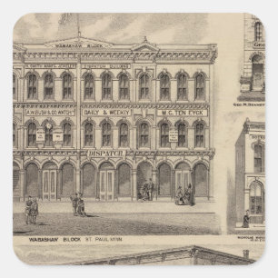 Pegatina Cuadrada Vistas de Moore y de Wabashaw, Minnesota