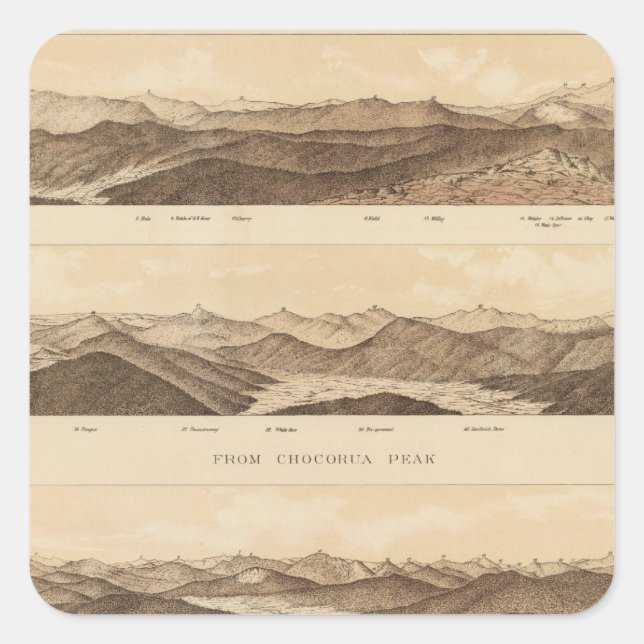 Pegatina Cuadrada Vistas panorámicas del soporte Carrigain (Anverso)