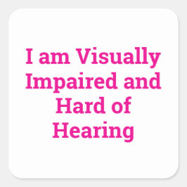 Pegatina Cuadrada visually impaired and hard of hearing white