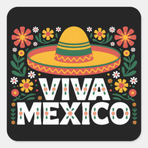 Pegatina Cuadrada Viva México