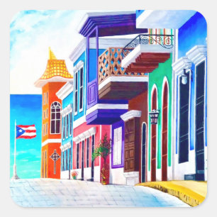 Pegatina Cuadrada ¡Viva Puerto Rico!