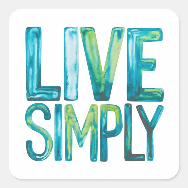 Pegatina Cuadrada Vive Simplemente (Anverso)