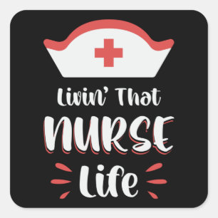 Pegatina Cuadrada Viviendo en la enfermería de emergencia médica de
