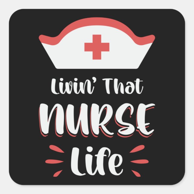 Pegatina Cuadrada Viviendo en la enfermería de emergencia médica de  (Anverso)