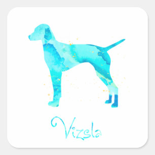 Pegatina Cuadrada Vizsla Watercolor Design