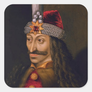 Pegatina Cuadrada Vlad Tepes: Empalador, Príncipe Dragón Dracula Voi