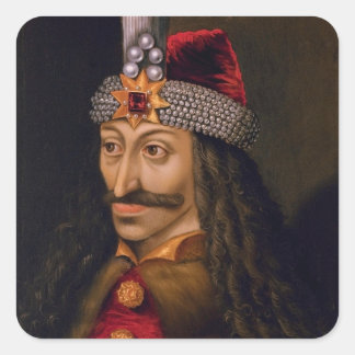 Pegatina Cuadrada Vlad tepes Impaler Voivode retrato Dracula histori
