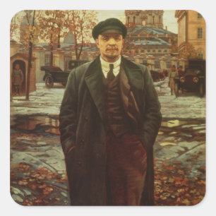 Pegatina Cuadrada Vladimir Ilyich Lenin en Smolny, c.1925