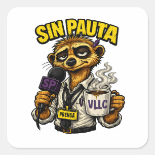 Pegatina Cuadrada VLLC Tired Journalist Meerkat Press Coffee Mug
