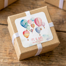 Pegatina Cuadrada Volando globos de aire caliente es una diversión d