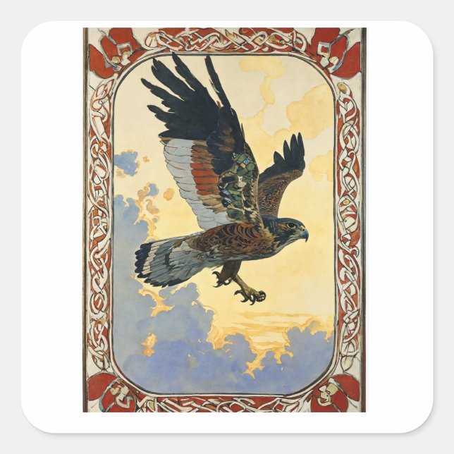 Pegatina Cuadrada Volante de aves (Anverso)