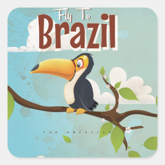 Pegatina Cuadrada Volar al Poster de vacaciones de Brasil