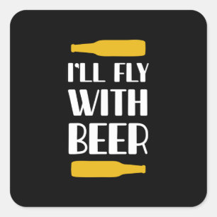 Pegatina Cuadrada Volaré Con Cerveza