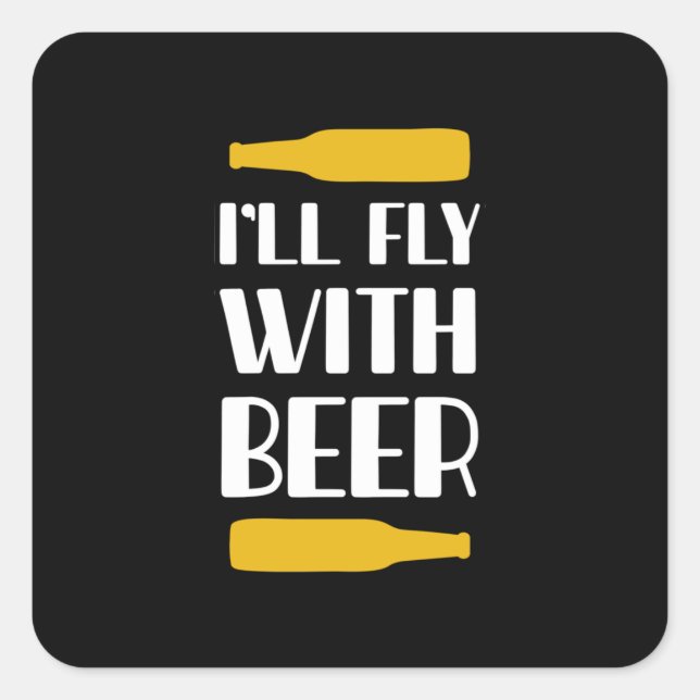 Pegatina Cuadrada Volaré Con Cerveza (Anverso)