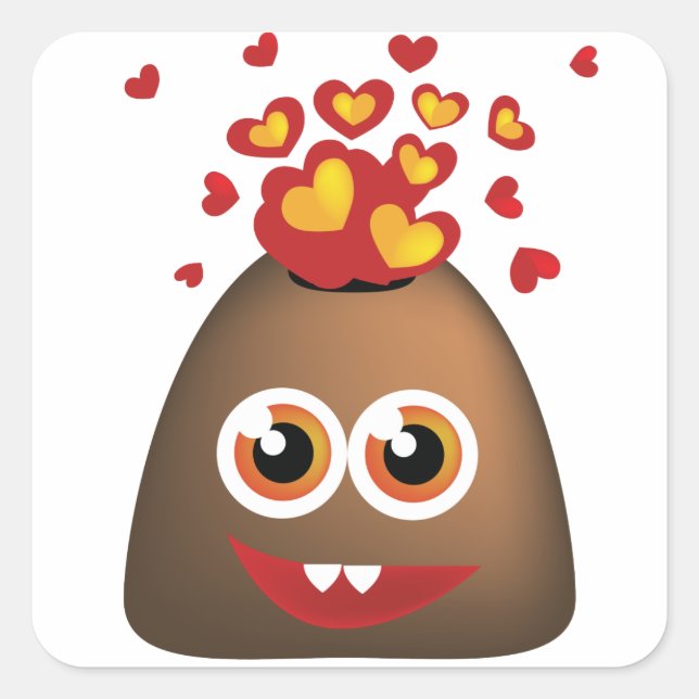 Pegatina Cuadrada Volcán de amor lindo (Anverso)