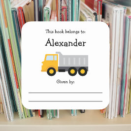 Pegatina Cuadrada Volcar la placa de los niños del camión con mensaj