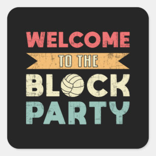Pegatina Cuadrada Voleibol Bienvenidos Al Ball Beach Block Fiesta