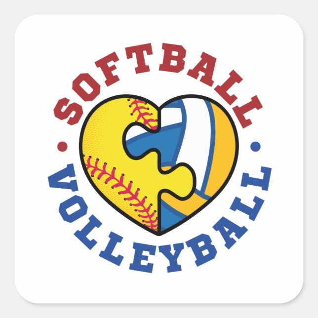 Pegatina Cuadrada Voleibol de sóftbol (Anverso)
