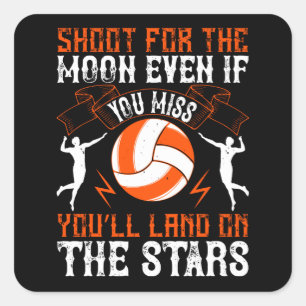 Pegatina Cuadrada Voleibol - Disparo Por La Luna