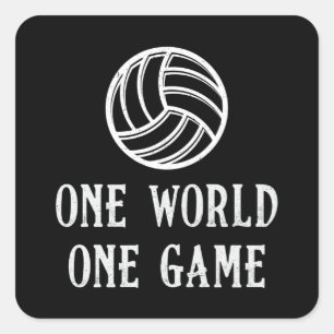 Pegatina Cuadrada Voleibol One World One Game Voleibol