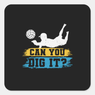 Pegatina Cuadrada Voleibol   Puedes Escarbar