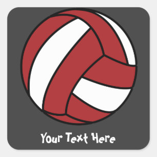 Pegatina Cuadrada Voleibol rojo (personalizable)